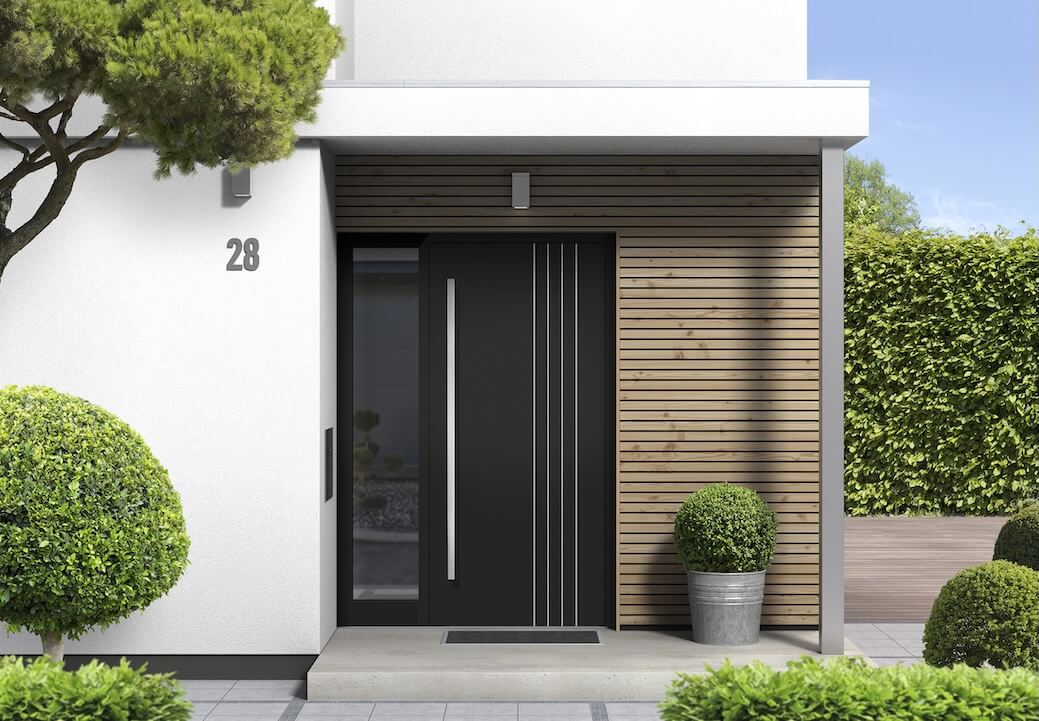 Moderne Haustür mit Glaselement